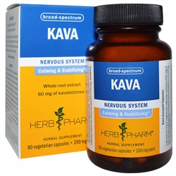 Herb Pharm, Кава (перец опьяняющий), 200 мг, 60 вегетарианских капсул