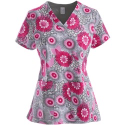 Med Couture Scrubs Right On Cue Print Top