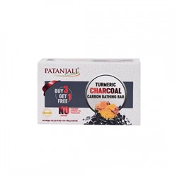 PATANJALI Turmeric Charcoal B.Bar Мыло травяное натуральное Куркума и Уголь 500г(4х125г)