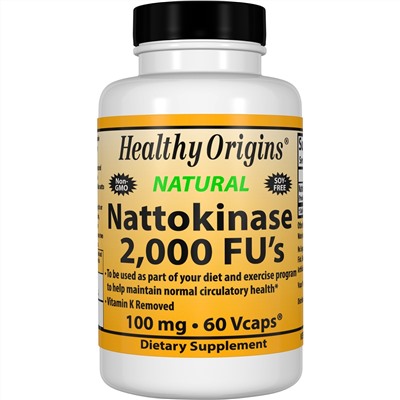 Healthy Origins, Nattokinase, 2,000 FU's (100 mg), 60 Vcaps