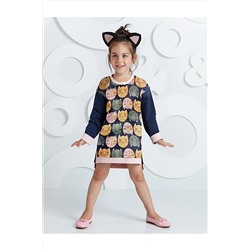 Mushi Kediler Lacivert Kız Çocuk Elbise MS-20S1-432