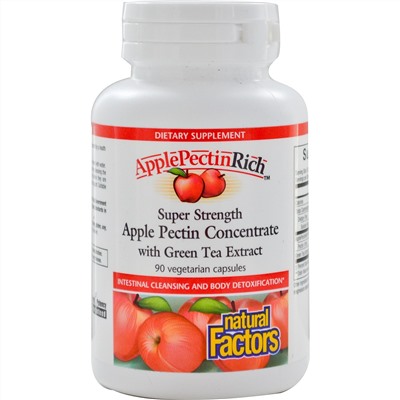 Natural Factors, ApplePectinRich, супер сильный концентрат яблочного пектина, 90 растительных капсул
