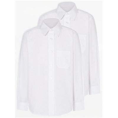 Boys White Long Sleeve School Shirt 2 Pack