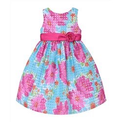 Blue & Pink Floral A-Line Dress - Toddler & Girls