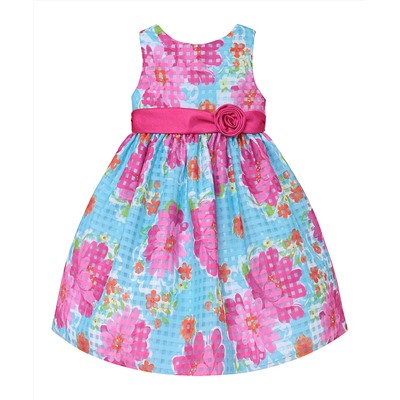 Blue & Pink Floral A-Line Dress - Toddler & Girls