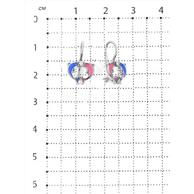 Серьги детские из родированного серебра с эмалью и фианитами - Дельфины 925 пробы 2113066