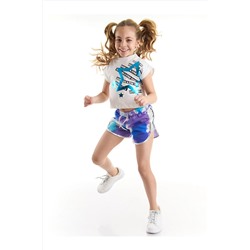 Mushi Mavi Yıldız Kız Çocuk T-shirt Şort Takım MS-22Y1-026