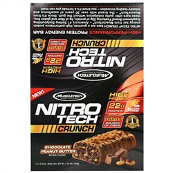 Muscletech, Nitro Tech Crunch Bars, Chocolate Peanut Butter,12-2.29 oz (65g), Net Wt 1.72 lbs