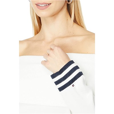 Tommy Hilfiger Off-the-Shoulder Stripe Sleeve Sweater
