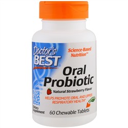 Doctor's Best, Пробиотики для полости рта, Вкус натуральной клубники, 60 жевательных таблеток