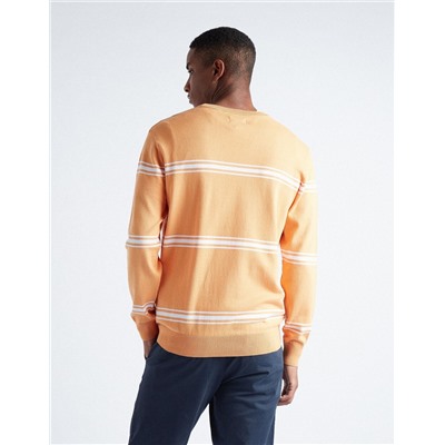 Striped Knitted Jumper, Men, Light Orange
