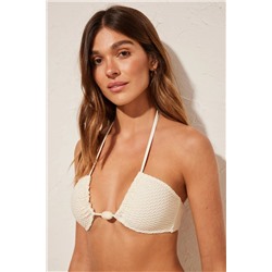 Top bikini tejido textura blanco