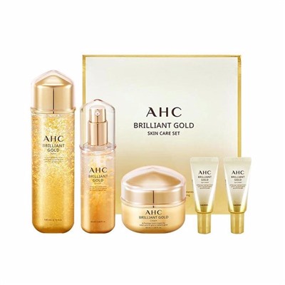 A.H.C Набор для ухода за кожей AHC Brilliant Gold Skin Care Set 3 Items + Eye Cream sample (New version) (140ml+60ml+50ml+5ml*2ea)