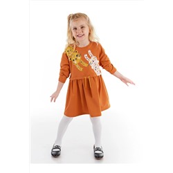 Denokids Mini Leoparlar Hardal Kız Çocuk Elbise CFF-21S1-041