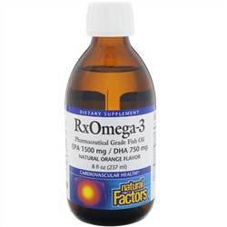 Natural Factors, Rx Omega-3, натуральный апельсиновый вкус, 8 жидк. унц. (237 мл)