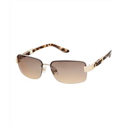 Nine West | Goldtone & Brown Tortoise Rectangular Rimless Sunglasses