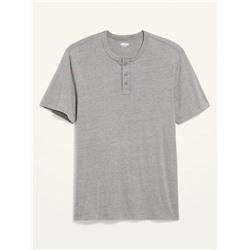 Canvas-Placket Short-Sleeve Henley T-Shirt for Men Размер XL