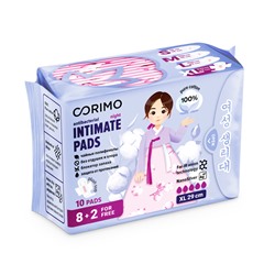 [CORIMO] Прокладки женские гигиенические ХЛОПОК XL - 29 сm анатомической формы, 10 шт