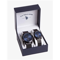 HIS AND HERS BLACK MESH WATCH SET