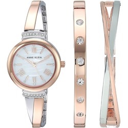 Anne Klein Women's Premium Crystal Accented Bangle Watch Set, AK/2245