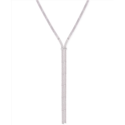 GUESS Silver-Tone Crystal Rhinestone Lariat Necklace, 20" + 2" extender