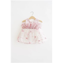 Banamio Serena Kız Bebek Çocuk Pamuk Astarlı Sırtı Fiyonk Detaylı Nakış Işlemeli Kelebekli Elbise(gülkurusu) SERENA10000GLKRS