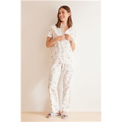 Pijama camisero largo 100% algodón mar