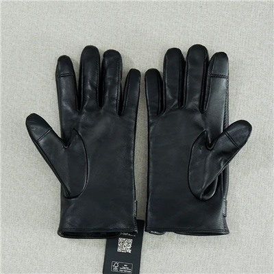 Черные деловые повседневные теплые кожаные перчатки Ted Baker с чувствительным материалом на пальцах для сенсорных экранов