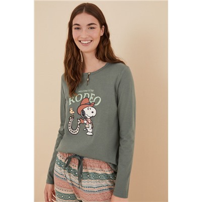 Pijama 100% algodón Snoopy verde