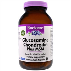 Bluebonnet Nutrition, Глюкозамин хондроитин плюс MSM, 180 капсул в растительной оболочке