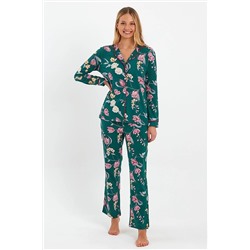 ESPİNA Çiçek Desenli Pamuklu Gömlek-pantolon Örme Pijama Takımı 1030622.00001