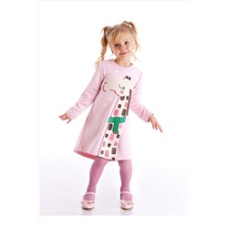 Denokids Cool Zürafa Pembe Kız Çocuk Kalın Elbise CFF-20K1-041