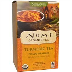 Numi Tea, Органический чай с куркумой, Fields of Gold , 12 пакетиков, 1,31 унции (37,2 г)