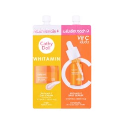 Набор средств для лица: Дневной крем с витамином C & Сыворотка с витамином C против пигментных пятен/Cathy Doll Whitamin C Day Cream 6 ml And Whitamin C Spot Serum 6 ml