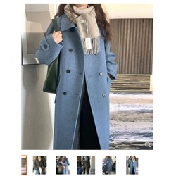 Корейское шикарное французское ретро классическое двубортное шерстяное пальто с лацканами, свободное шерстяное пальто средней длины для женщин