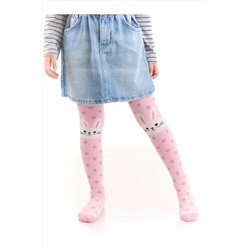 Denokids Tavşan Kız Puantiyeli Kalın Pembe Külotlu Çorap CFF-22S1-151