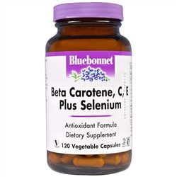 Bluebonnet Nutrition, Бета-каротин, C, E и селен, 120 капсул в растительной оболочке