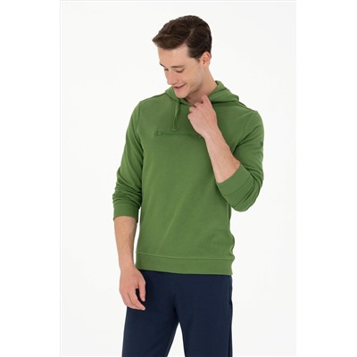 Erkek Yeşil Kapüşonlu Sweatshirt