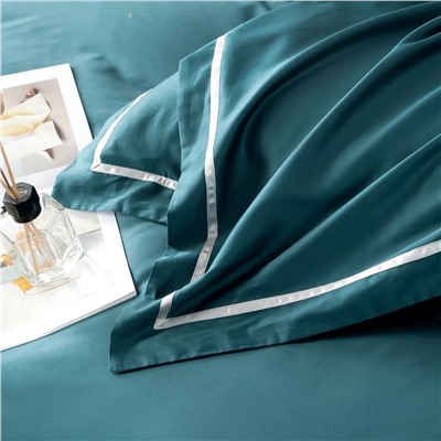 Комплект постельного белья Однотонный Сатин Премиум широкий кант на резинке OCPKR025