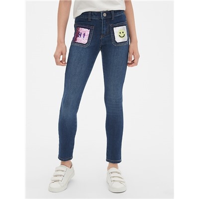 Kids Flippy Sequin Skinny Jeans with Stretch