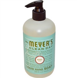 Mrs. Meyers Clean Day, Жидкое мыло для рук с ароматом базилика, 12,5 жидких унций (370 мл)