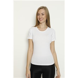 Arma Yıldız Kadın Beyaz Likralı Yuvarlak Yaka T-shirt 2'li Paket 3358-2