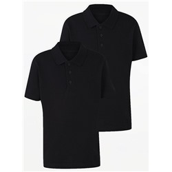Black Short Sleeve School Polo Shirts 2 Pack