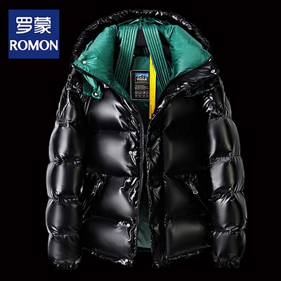 Пуховик Romon, мужская блестящая короткая зимняя куртка 2023, новая утолщенная теплая  брендовая куртка tide с вырезом-стойкой