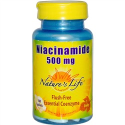Nature's Life, Ниацинамид, 500 мг, 100 таблеток