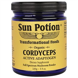 Sun Potion, Cordyceps Порошок из Натуральных Грибов, Органический, 3,5 унции (100 г)