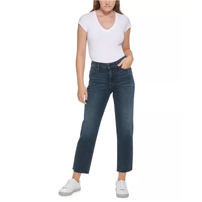CALVIN KLEIN JEANS Women's High-Rise Straight-Leg Raw-Hem Jeans