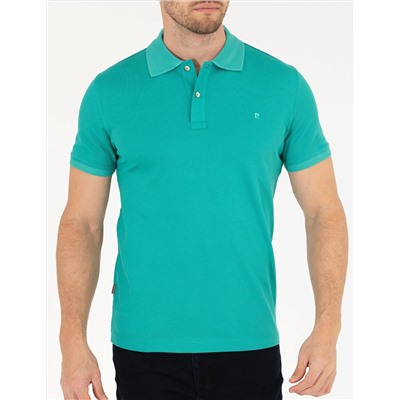 Yeşil Slim Fit Polo Yaka Merserize Tişört