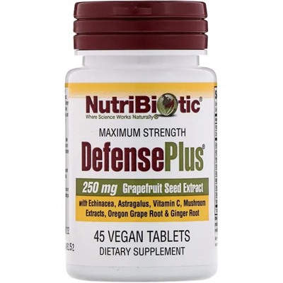 NutriBiotic, DefensePlus, Maximum Strength, 45 Vegan Tablets