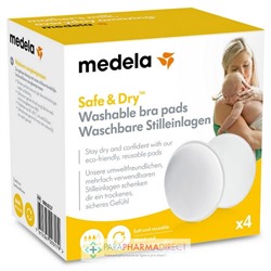 Medela Safe & Dry - Coussinets d'Allaitement Lavables - Regular x4